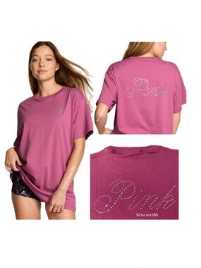 VSPINK Rhinestone Bling PINK Tee NEW WITH TAGS